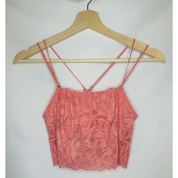 AERIE Coral Lace‎ Double Strap Longline Flirty Romantic Bralette SIZE XS NWT - Picture 1 of 7